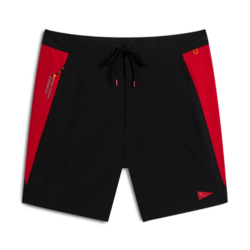 FLORENCE MARINE X Cordura Airtex Boardshort, Black/Rescue Red