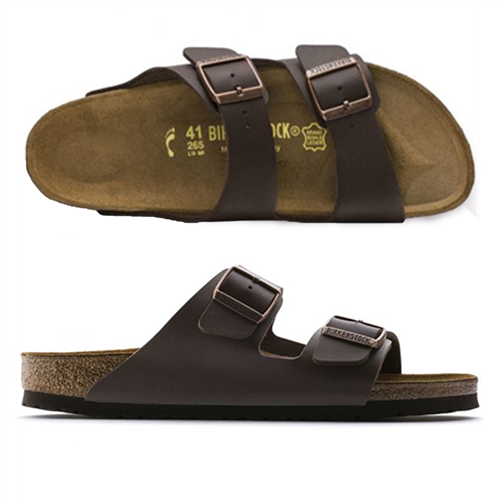 Birkenstock Arizona Birko Flor Narrow Sandal, Dark Brown