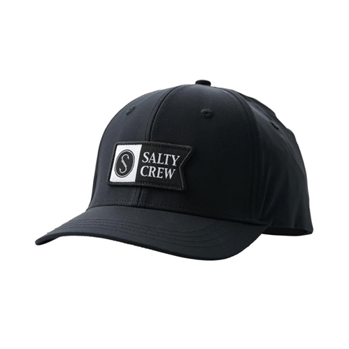 Salty Crew ALPHA FLAG ELASTIC 6 PANEL CAP, BLACK