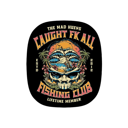 The Mad Hueys CAUGHT FK ALL SKULL STICKER, BLACK
