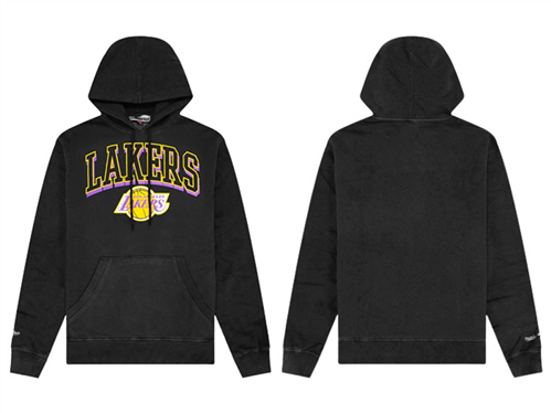 Mitchell & Ness LAKERS VINTAGE KEYLINE LOGO HOODY, FADED BLACK