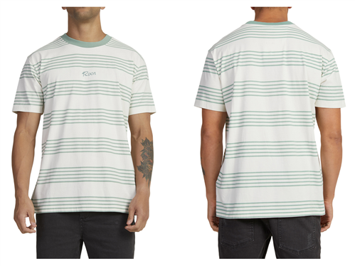 RVCA VENICE STRIPE SS TEE, ANTIQUE WHITE