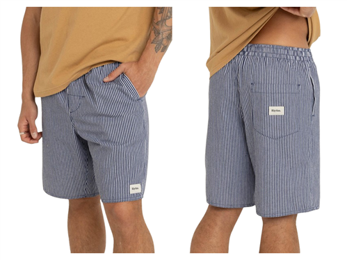Rhythm STRIPE BOX JAM BEACH SHORT, NAVY