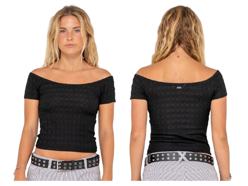 Rusty CIAO BELLA OFF SHOULDER TOP, BLK