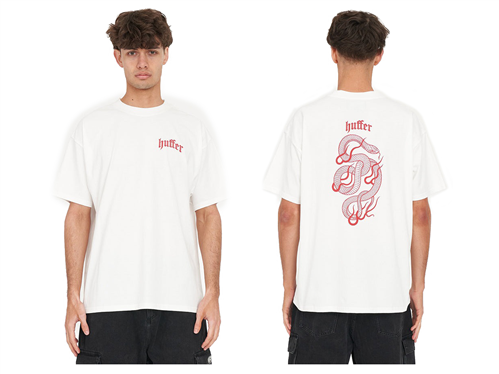 Huffer BLOCK TEE 220/TATTED, CHALK