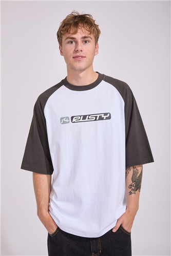 Rusty BUBBLE RAGLAN SHORT SLEEVE TEE, WHITE