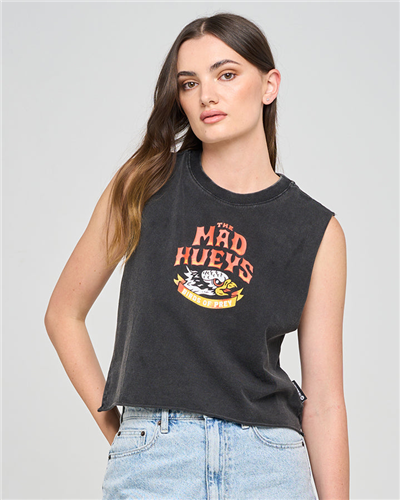 The Mad Hueys BIRDS OF PREY CROP MUSCLE, WASHED BLK