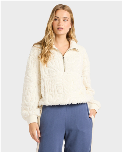 Billabong LE LOVE HALF ZIP FLEECE CREW, SALT CRYSTAL