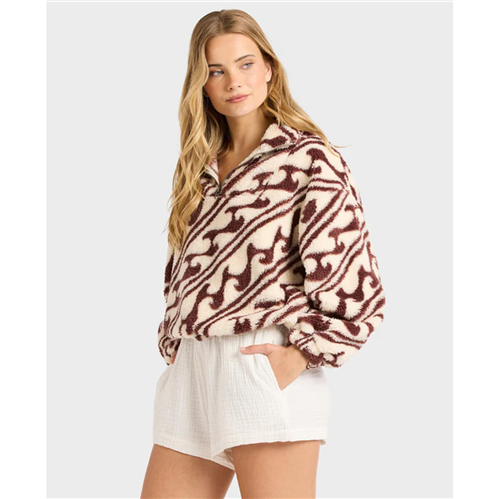 Billabong DARK WAVE HALF ZIP FLEECE CREW, TEAK