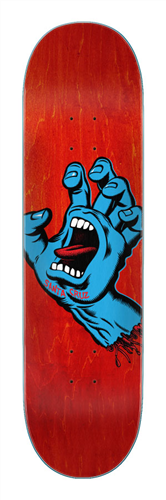 Santa Cruz Skate Screaming Hand Deck, Red, Size 8.0 x 31.6 + Free Grip