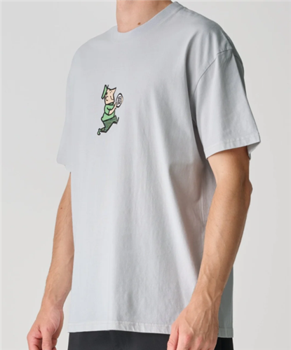 S-DOUBLE MAN WITH DOT SS TEE, PIGMENT SILVER