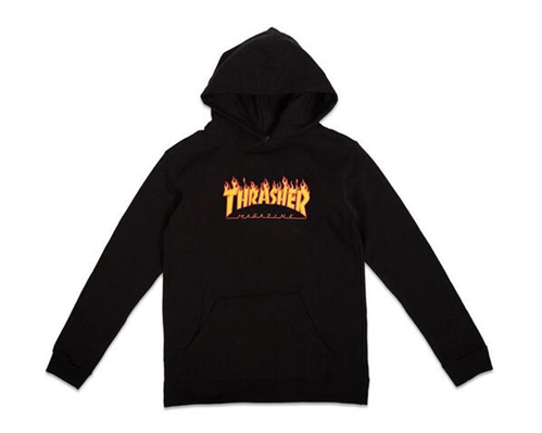 Thrasher Youth Flame Hood Black