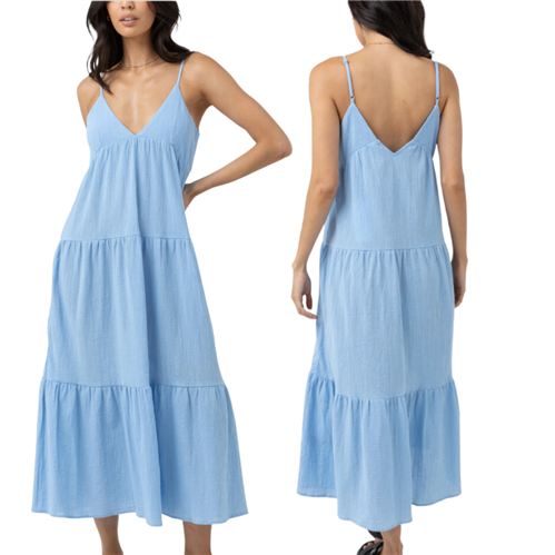 Rhythm CLEO TIERED MIDI DRESS, OCEAN