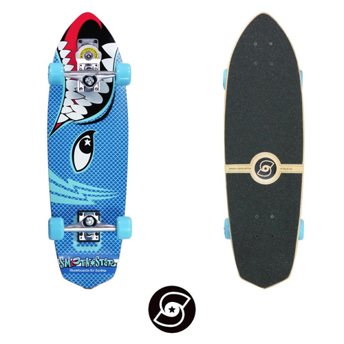 SmoothStar Barracuda 30" Surf Skateboard, Blue