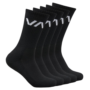 RVCA Mens VA Sport Sock - 5 Pack, Black