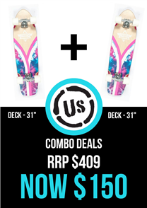 US Combo includes: 2x Dusters Flashback Tie Dye Cruiser, Pink/Blue