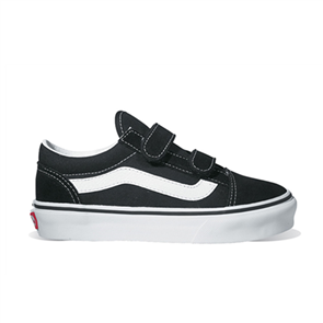 Vans Kids Classics Old Skool Velcro Youth Shoe, Black White