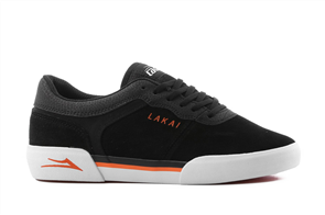 Lakai Staple Skate Shoe Suede, Black Orange
