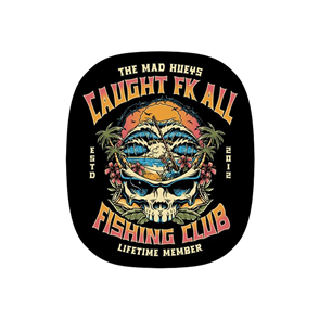 The Mad Hueys CAUGHT FK ALL SKULL STICKER, BLACK