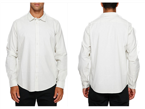 RVCA Crushed Long Sleeve Shirt, Silver Bleach
