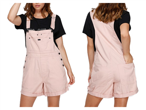 RVCA Sloucher Overall Dress, Rose Blush