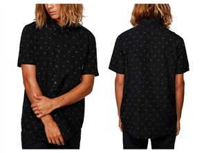 Billabong ALL DAY JACQUARD SHORT SLEEVE WOVEN SHIRT, BLACK