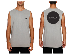 RVCA MOTORS BADGE MUSCLE SINGLET, CEMENT