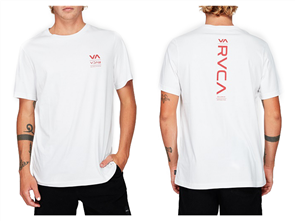 RVCA DOWN THE LINE SHORT SLEEVE TEE, WHITE