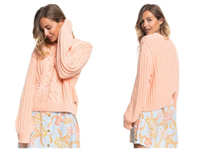 Roxy VIP LOUNGE KNIT KNIT SWEATERS, TROPICAL PEACH