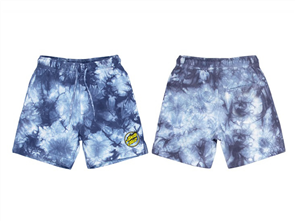 Santa Cruz CHECKED OUT FLAMED DOT YOUTH TRACKSHORTS, BLUE TIE DYE