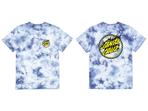 Santa Cruz CHECKED OUT FLAMED DOT FRONT YOUTH TEE, BLUE TIE DYE