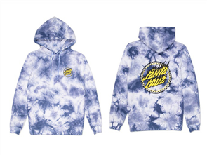 Santa Cruz CHECKED OUT FLAMED DOT YOUTH HOODIE, BLUE TIE DYE