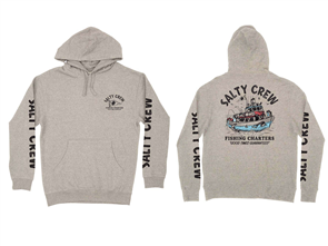 Salty Crew FISHING CHARTERS HOODED FLEECE, HEATHER GREY