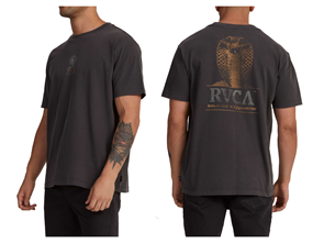 RVCA KING KOBRA SS TEE, WASHED BLACK