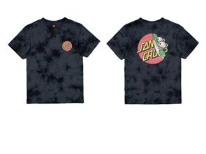 Santa Cruz BEWARE DOT TIE DYE TEE, BLACK TIE DYE