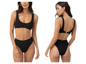 Rhythm ISLA RIB ECO BRALETTE TOP, BLACK