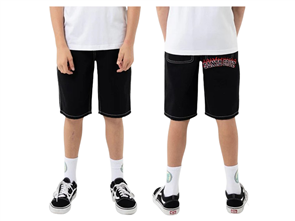 Santa Cruz FLAMED COLLEGIATE ARCH JEAN SHORTS, BLACK
