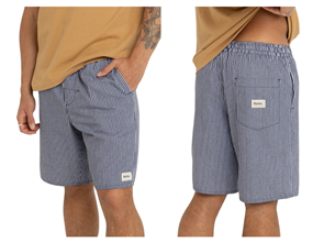 Rhythm STRIPE BOX JAM BEACH SHORT, NAVY