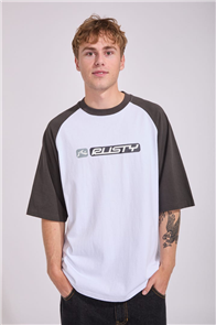 Rusty BUBBLE RAGLAN SHORT SLEEVE TEE, WHITE