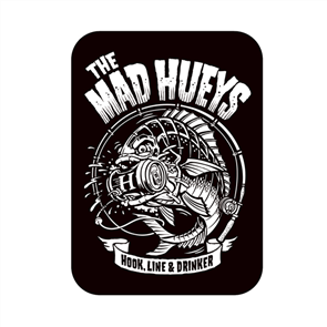 The Mad Hueys HOOK LINE & DRINKER STICKER, BLACK