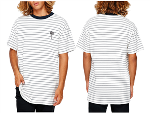 Billabong Pique Stripe Emb Short Sleeve Tee, Snow