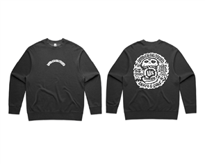 US 25 Years Curved Crew Sweat Mens, Faded Black