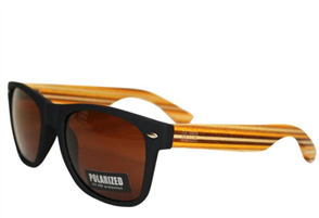 Moana Rd Sunnies, Black Striped Arms Brown Lens