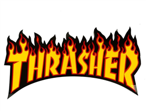 Thrasher Flame Logo Large Sticker, Black / Yellow