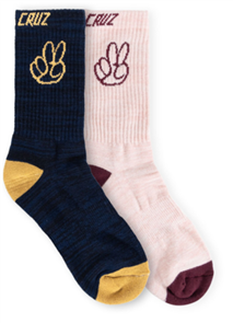 Santa Cruz WOMENS HOMEGROWN 2 PACK SOCKS, CHARCOAL-PINK