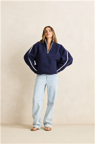 Rhythm CAMP HALF ZIP SHERPA PULLOVER, OCEAN