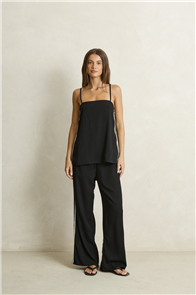 Rhythm LINEN LACE TRACK PANT, BLACK