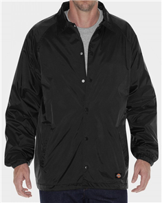 Dickies 76242 Coaches Snap Front Nylon Jacket, Black
