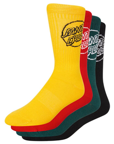 Santa Cruz Mens Pop Mono Sock 4 Pack, Assorted