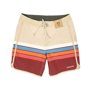 Patagonia Hydropeak Scallop Boardshorts - 18 inch, Santa Cruz Stripe/Sequoia Red